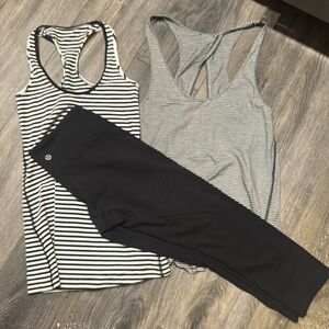 Lulu bundle. 1 legging 2 tank tops. All size 2. Leggings are crop.